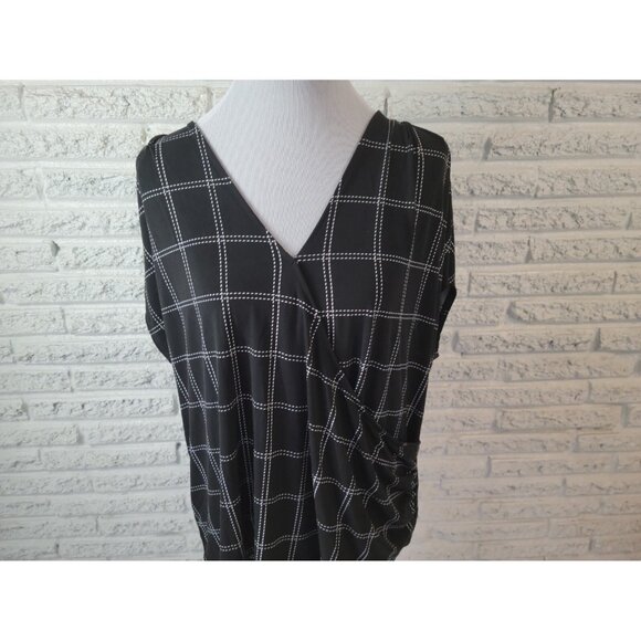Liz Claiborne Womens Top XXL Plus Sleeveless Wrap Checkerboard Plaid PLA26E - Picture 3 of 8